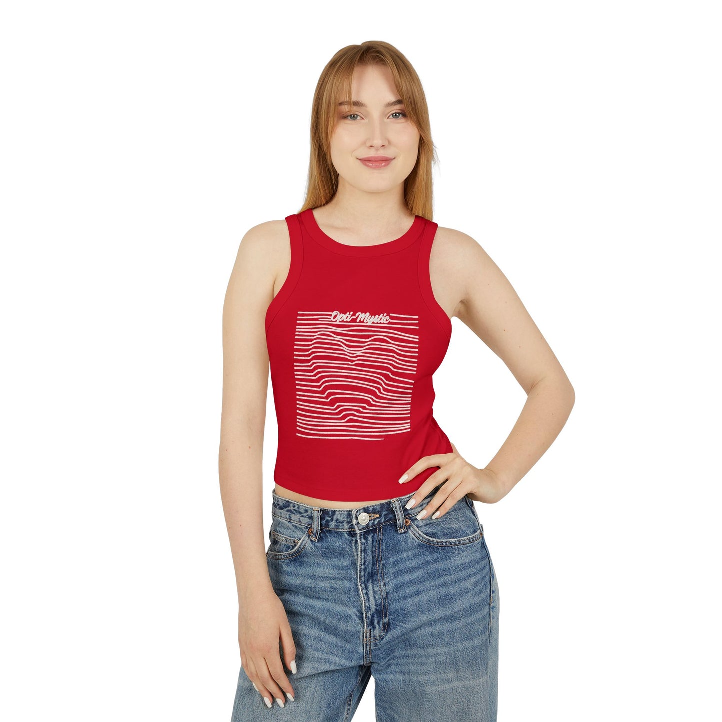 Opti-Mystic Ribbed Racer Tank Top – RED