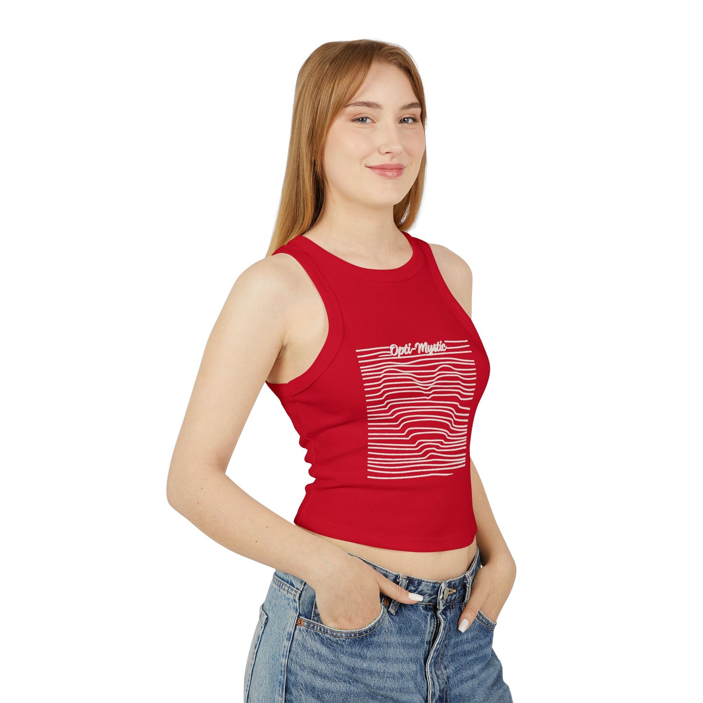 Opti-Mystic Ribbed Racer Tank Top – RED