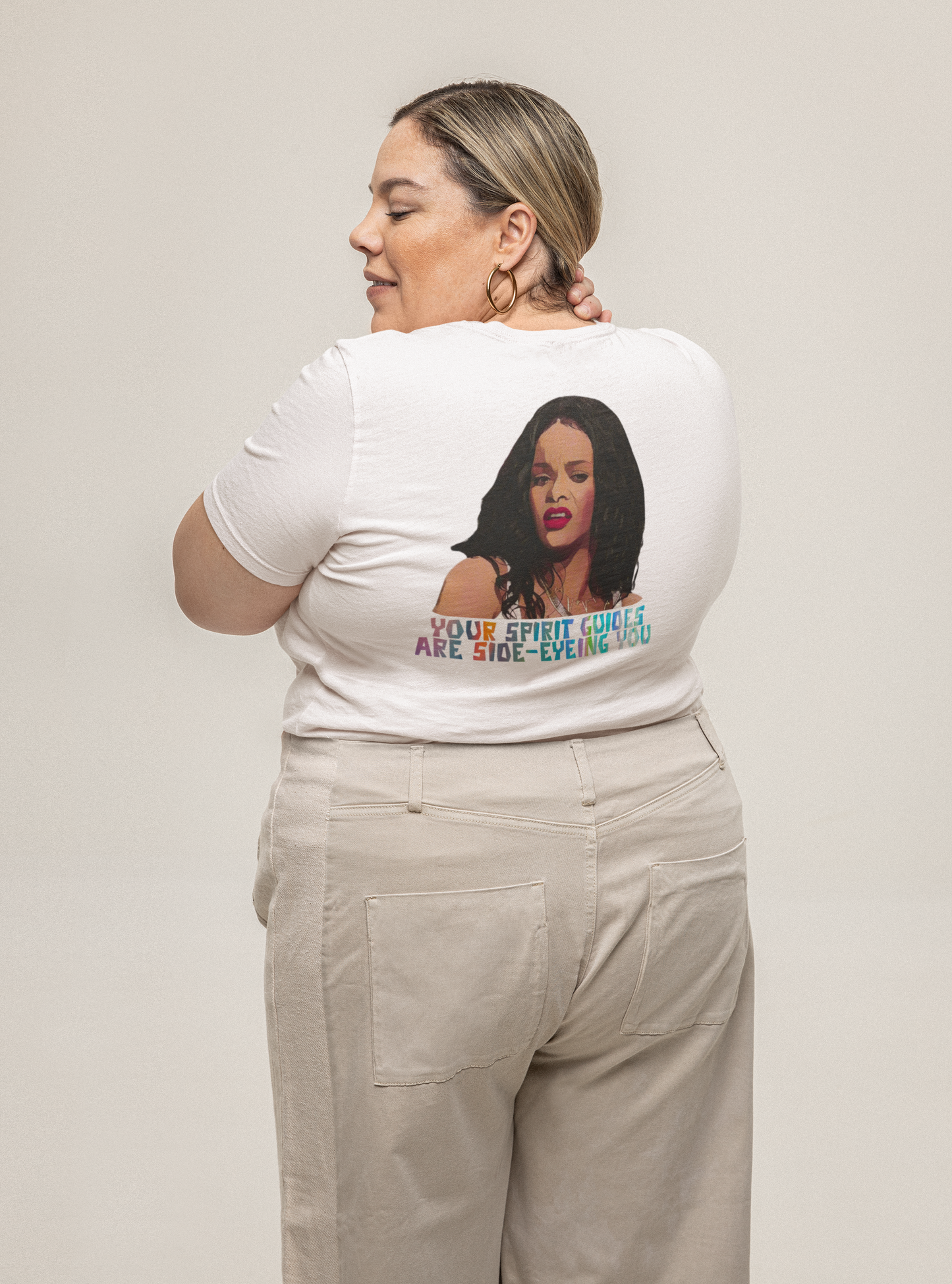 Spirit Guides Side-Eye Trendy Aesthetic Graphic Tee – Soft Oversized Unisex Rihanna T-Shirt