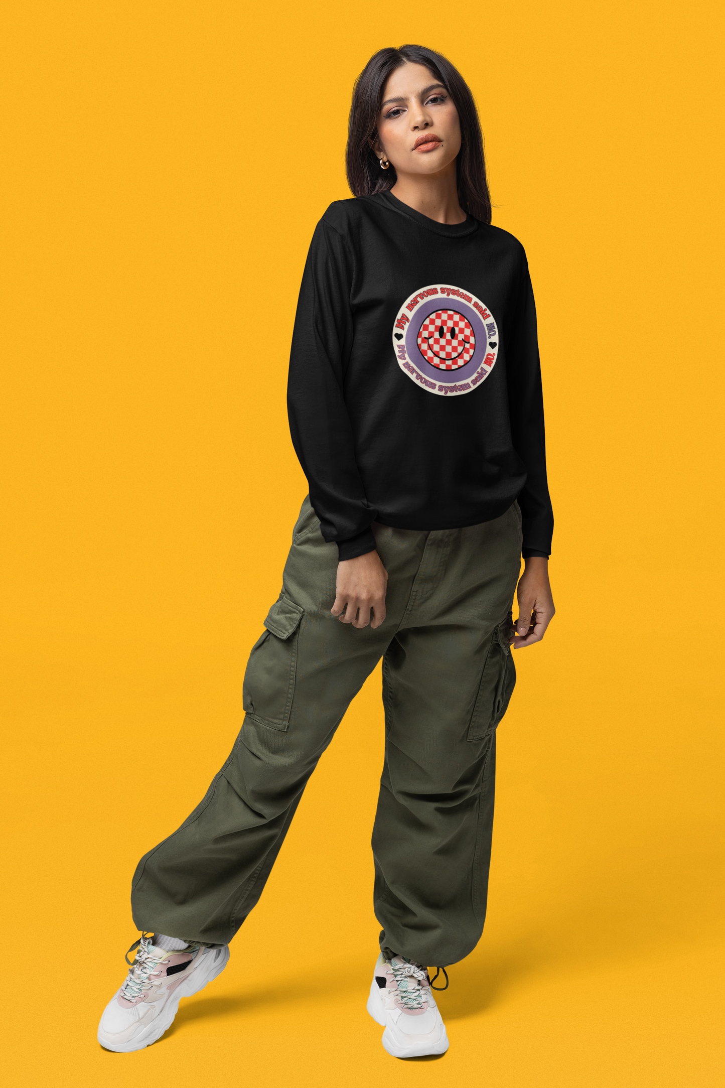 Nervous System Trendy Aesthetic Graphic Tee – Soft Oversized Unisex Long Sleeve T-Shirt