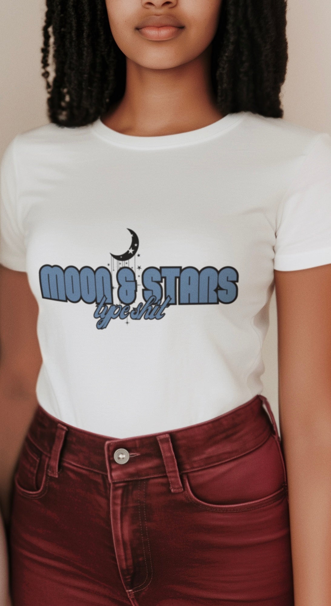 Moon & Stars Type - Trendy Aesthetic Graphic Tee – Soft Oversized Unisex Crewneck T-Shirt