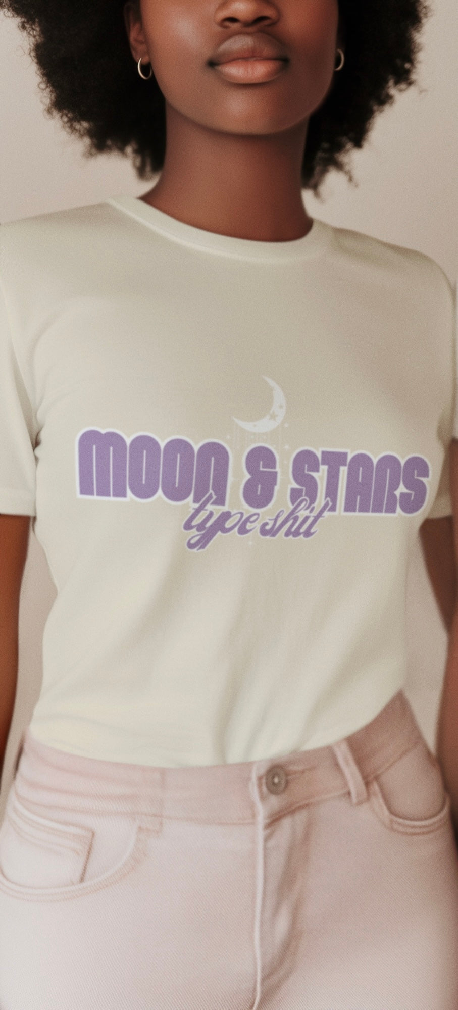 Moon & Stars Type - Trendy Aesthetic Graphic Tee – Soft Oversized Unisex Crewneck T-Shirt