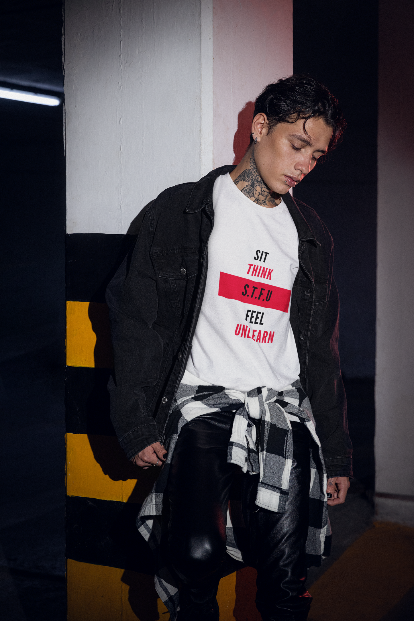 S.T.F.U. Trendy Aesthetic Graphic Tee – Soft Oversized Unisex Crewneck T-Shirt [WHITE]