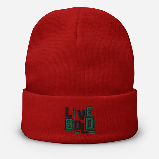 Live Bold - Embroidered Beanie (RED)
