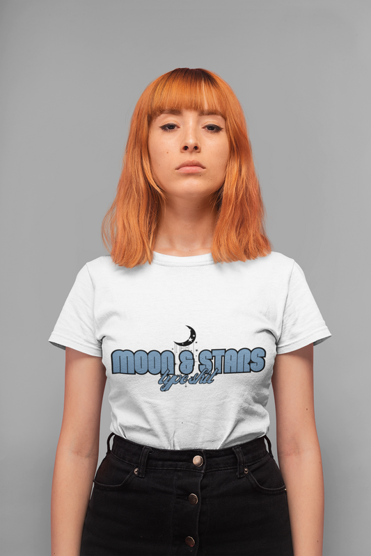 Moon & Stars Type - Trendy Aesthetic Graphic Tee – Soft Oversized Unisex Crewneck T-Shirt